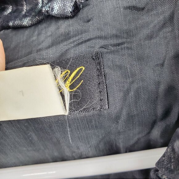 Vintage Russell 80's Renaissance Grey Puff Sleeve Crinkled Zip Up Bomber Jacket - Picture 5 of 10